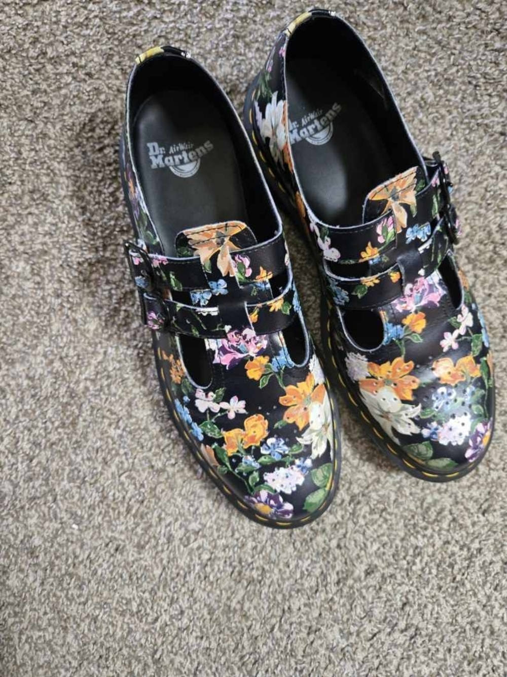 Dr. Martens Black Floral Mary Jane Loafers - Picture 2 of 6